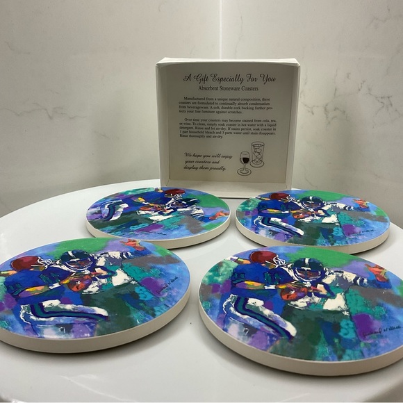 Stone Coasters (set of 4) Football themed by Richard Wallach - Picture 2 of 6